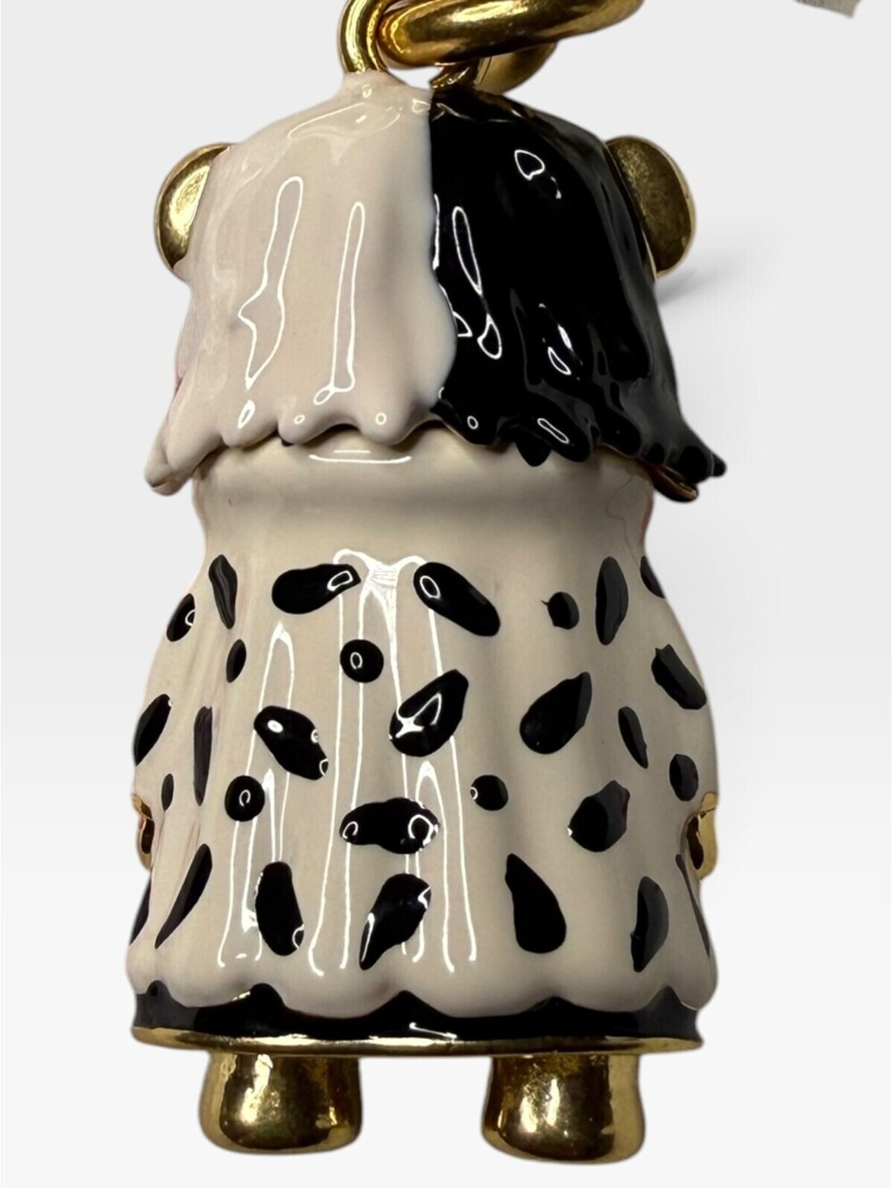 Coach x Disney Cruella Bear Bag Charm Keychain CC343 Gold Black White NWT - Picture 3 of 8